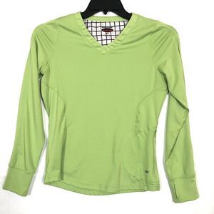 Bolle Womens Long Sleeve Activewear Pullover Top Size Small V-neck Avocado